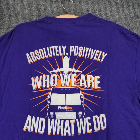 FedEx Express Employee Uniform T Shirt Mens Size XL Purple Graphic Logo - Picture 10 of 15